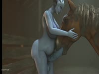 Alien slut loves touching a beastiality horse cock